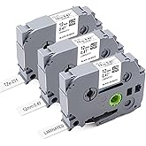 3PK Replace for Brother Label Maker Tape 12mm 0.47 White Compatible with Brother P Touch TZe TZ Tape 12mm 0.47 Laminated White TZE-231 Label Tape for PT-H110 D210 D400 1180 1280 1890,1/2" x 26.2ft