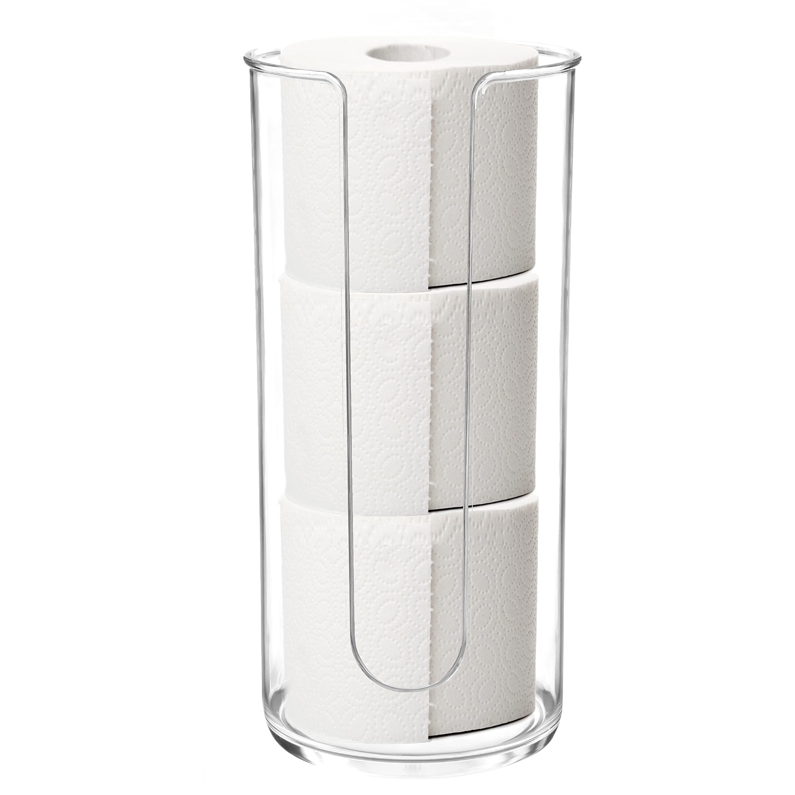 Youngever Plastic Toilet Paper Holder Stand, Clear Toilet Tissue Rolls Holder, Compact Toilet Tissue Rolls Organizer