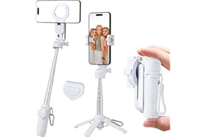 MQOUNY Magnetic Tripod for Phone,2 in 1 for Magsafe Stand＆ Clip Portable Pocket Size Selfie Stick for Android/iPhone,Phone Holder with Wireless Rechargeable Remote Control for Photography, Live Streaming