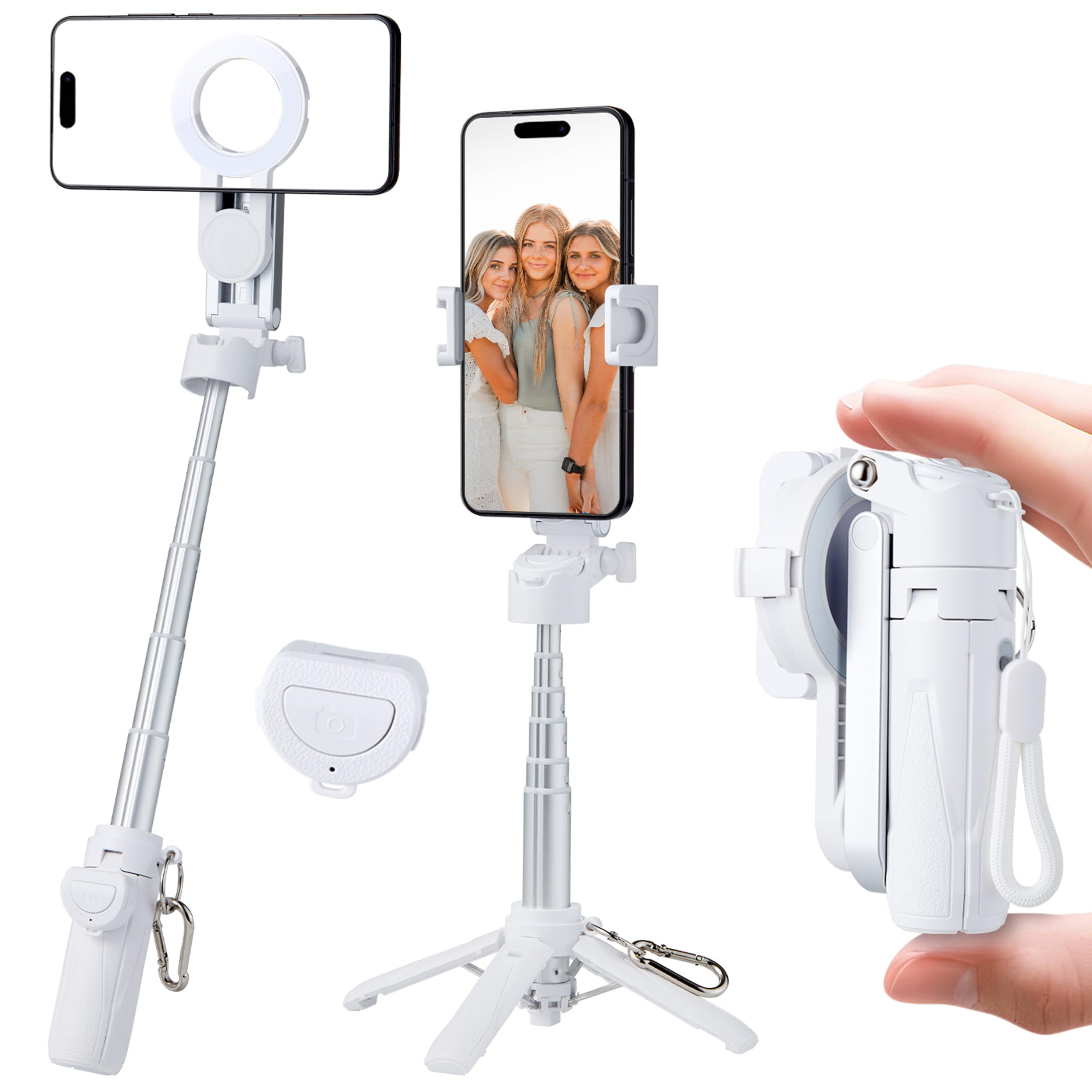 Photo 1 of Magnetic Tripod for Phone,2 in 1 for Magsafe Stand? Clip Portable Pocket Size Selfie Stick for Android/iPhone,Phone Holder with Wireless Rechargeable Remote Control for Photography, Live Streaming