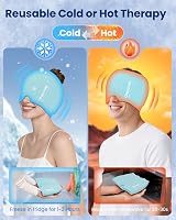ONLYCARE Migraine Relief Cap Upgraded Odorless Ice Head Wrap Light Blue view 6