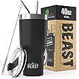 Beast 40 oz Tumbler Stainless Steel Vacuum Insulated Coffee Ice Cup Double Wall Travel Flask (Matte Black)