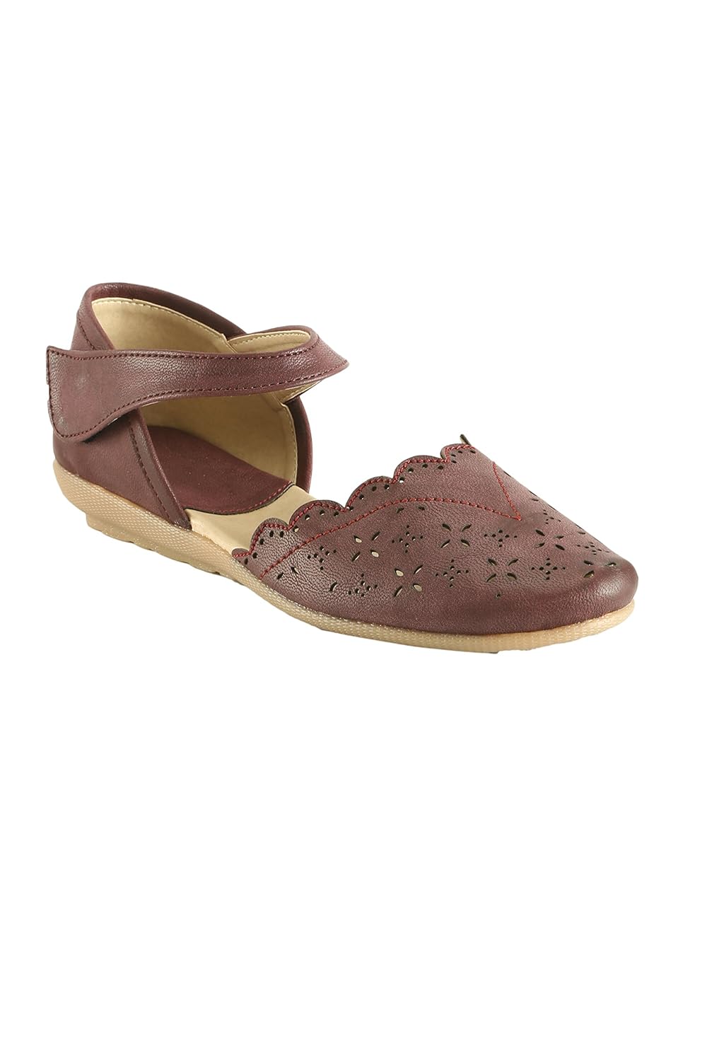 meriggiare women maroon synthetic flats