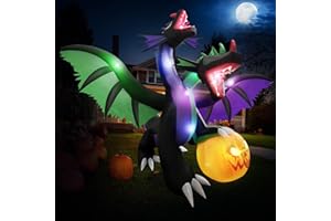 Vertimia 7ft Halloween Inflatable Two-Headed Dragon – Giant Outdoor Yard Decoration with LED Lights, Quick Inflation, and Weather-Resistant Design – Perfect for Spooky Halloween Displays