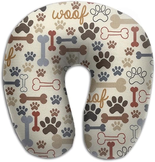 Amazon Com U Shaped Neck Pillow Dog Paw Prints Bones Pillows Soft