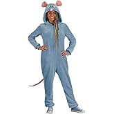Disney Pixar Ratatouille Remy Mouse Costume | Womens Hooded Halloween Jumpsuit Outfit with Plush Tail and Ears