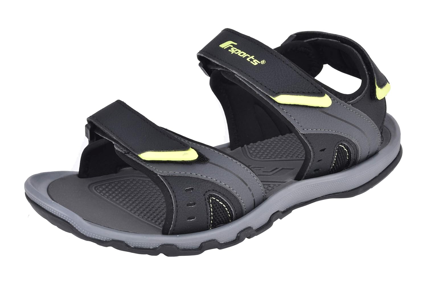 FSports Men's Black & Lemon Fashion Sandal 7 UK Buy Online at Low