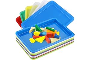 WUWEOT 12 Pack Plastic Activity Tray, 13.4"X9.8" Arts & Crafts Organizer, Multicolor Serving Tray for Slime, School, Home, DI