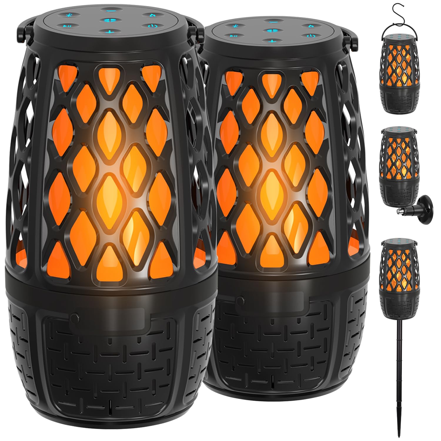 Photo 1 of 2 Pack LED Flame Outdoor Bluetooth Speaker, Unique Gifts for Men, IPX6 Waterproof Tiki Torch Atmosphere Flame Speaker for Party Patio Garden, Outdoor Speakers with Stake, Hook, Wall Mount (2 Pack)