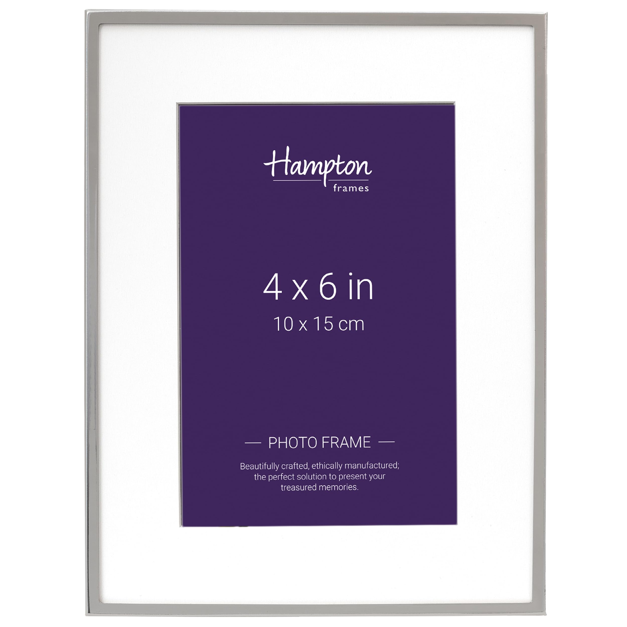 Hampton Frames | MAYFAIR Silver Plate Photo Frame BSN13846 | 4x6 Inch, Silver, Glass, Bevel Cut Mount | Freestanding or Wall Mount | Display for Photos