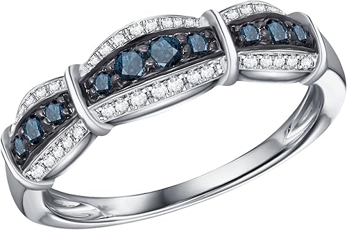 Amazon プリズムジュエルカラーダイヤモンド0 30 Ctラウンドブルーダイヤモンドアニバーサリーリング リング 通販