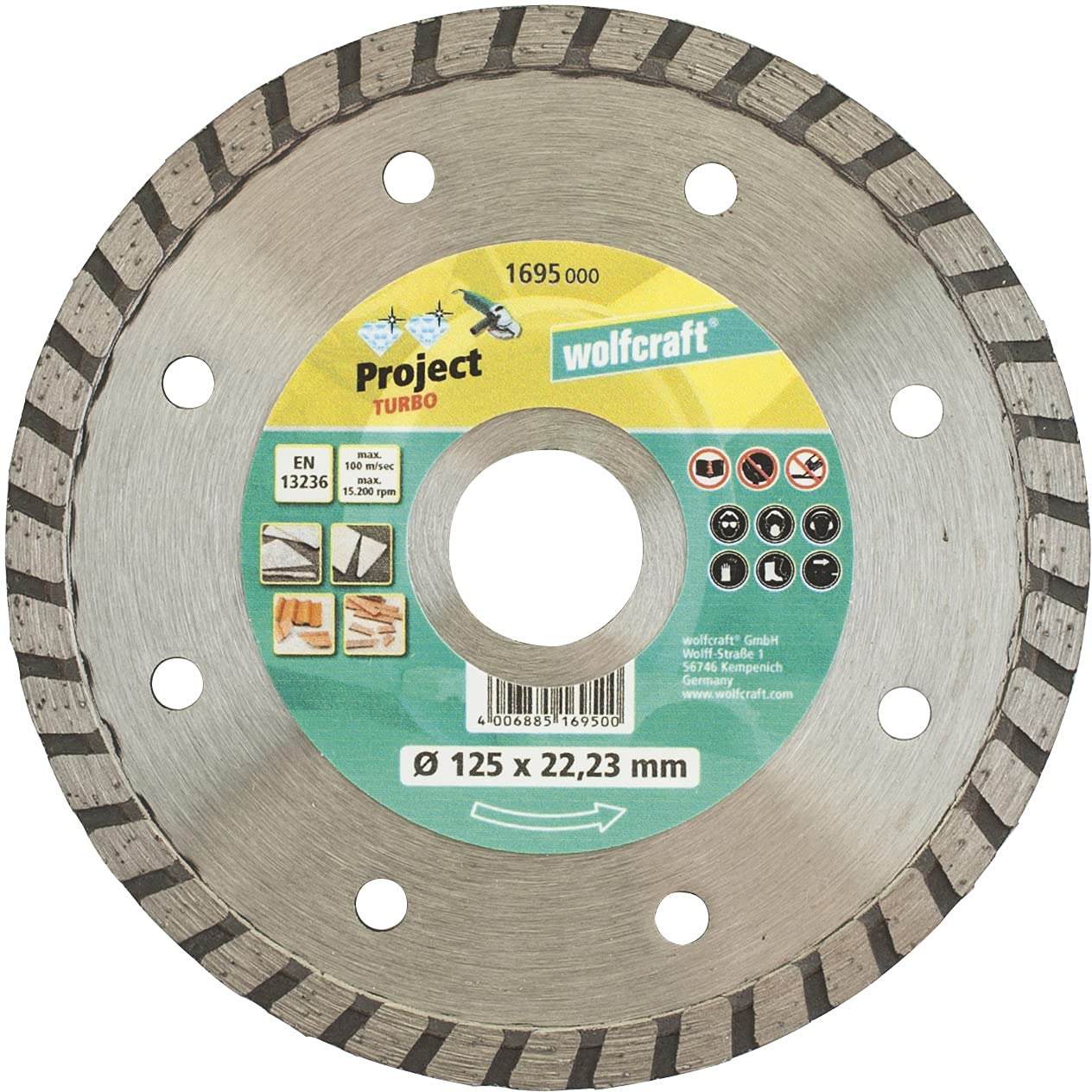 wolfcraft Diamond Cutting Disc "Pro Turbo" for Angle Grinders I 1695000
