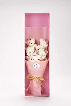 Avighna Romantic Valentine Surprise Love Gift Box with 5 Roses & Teddy Bouquet Christmas Gift