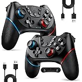 Wireless Controller for Switch 2/Switch/Lite/OLED, 2 pack, Turbo/Ergonomic (Black&Black)