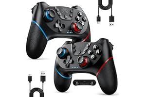 Wireless Controller for Switch 2/Switch/Lite/OLED, 2 pack, Turbo/Ergonomic (Black&Black)