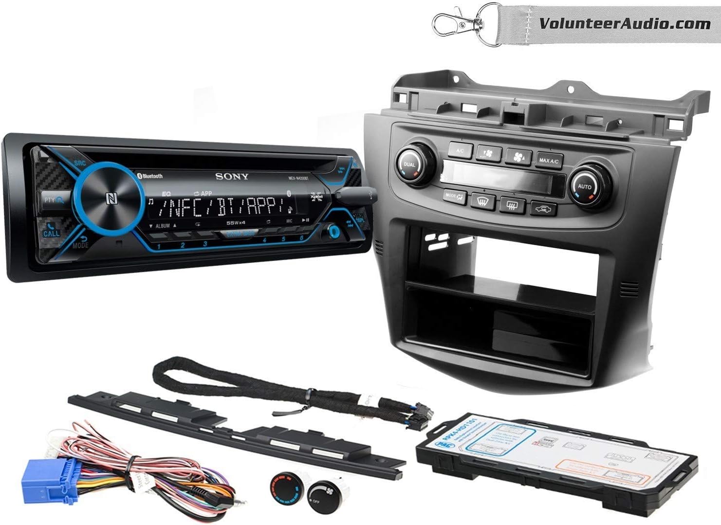 Sony MEX-N4200BT Single Din Radio Install Kit With CD Player, USB/AUX Fits 2003-2007 Honda Accord (Factory climate controls)