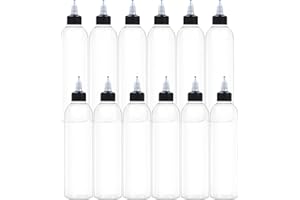 EOSAU 12 Pcs 8oz Plastic Squeeze Bottles with Twist Top Cap, 250ml Clear Dispensing Bottles, Empty Squirt Bottle for Liquids, Sauces, Arts, Crafts, Travel