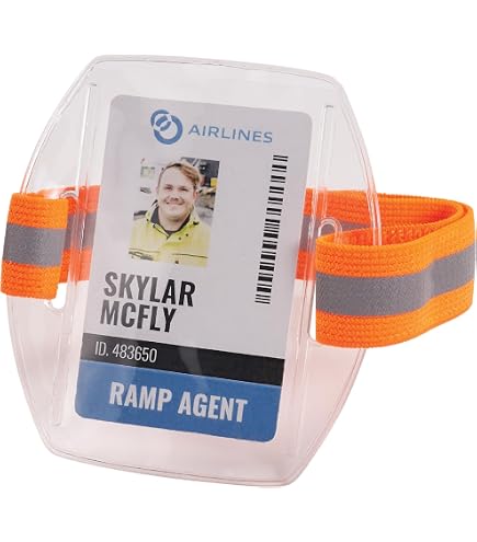 STOBOK 2-Pack Adjustable Arm Badge Holders - Elastic ID Card Sleeve For Security, Warehouse, Emergency Staff (Orange) - View #3
