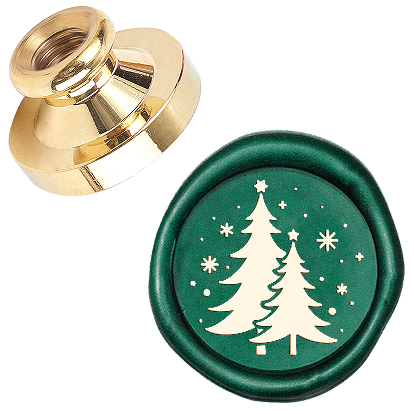 CRASPIRE Christmas Tree Sealing Wax Stamp Snowflake Merry Christmas X'MAS EVE 25mm Replaceable Wax Seal Stamp Brass Head for Christmas Invitations Envelope Cards Holiday