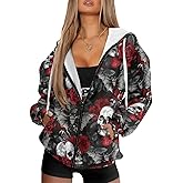 Whosucclay 2025 Women's Oversized Hoodies with Zipper Fashion Full Zip Up Sweatshirts Jacket Outfit with Pockets