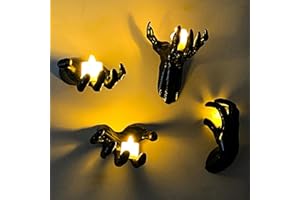 wxnlo Halloween Decor Indoor, 4 Packs Creepy Reaching Hands with LED Candles, Life-Sized Gothic Wall Decor for Horror, Spooky Halloween Decorations for Home, Party, Goth & Dark Academia Style