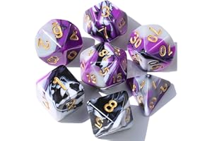 CiaraQ DND Polyhedral Dice Set for Dungeons and Dragons RPG MTG Role Playing Table Games-with 1 Dice Pouch (Purple+Black+White)