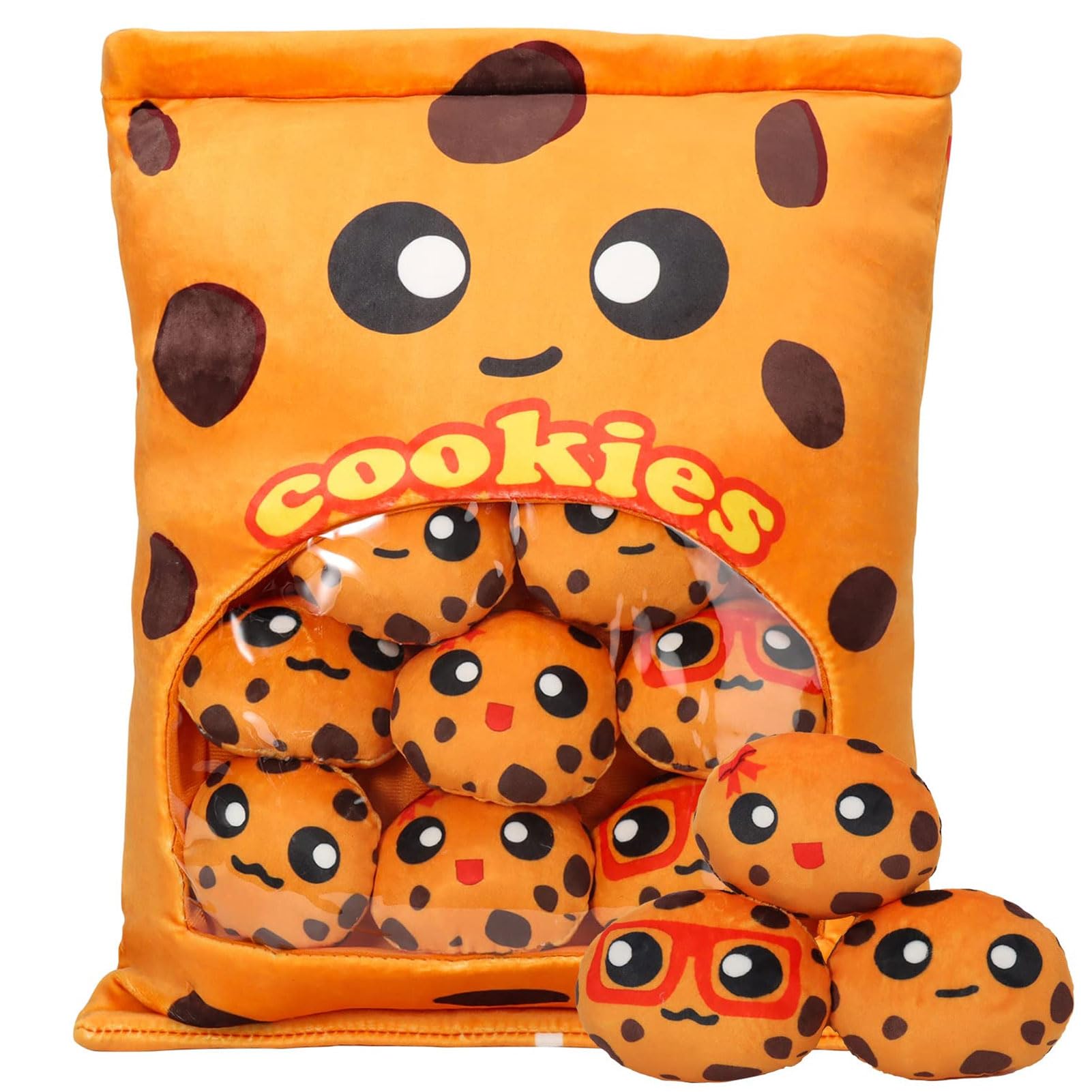 HXPLN Cute Snack Pillow, Kawaii Pudding Plush Pillow & Stufed Toys - Removable, Gift for Teenagers, Girls & Children (8 Orange Cookie)