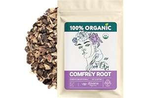 Zhivana Organics Organic Comfrey Root (4 oz.) for Skin, Bone, Muscles, Ligament Healing - Comfrey Herb (Symphytum Officinale)- Сonsuelda, Comfry, Comphrey, Confrey - Make Salves, Creams, Paultices