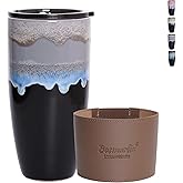 Bosmarlin Ceramic Travel Coffee Mug with Lid, 21 oz, Portable Coffee Cup for Car Cup Holder, Microwave and Dishwasher Safe, Reactive Glaze