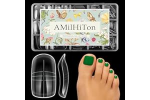 AMILHITON Dual Toe Nail Forms for Poly Gel Extensions, Reusable Full Cover Wide French Toenail, Press on Toenails for Women Extensions Home DIY Nail Salon 300PCS 15Sizes