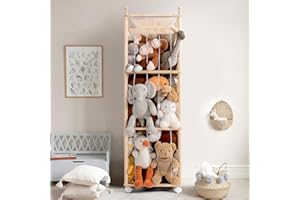 Mloong Stuffed Animal Storage, Wood Stuffed Animal Zoo Storage,Space Save Toy Organizer, Extra Large Capacity Plush Toy Cage,Stuffed Animal Holder,Gift for Nursery Playroom Kidroom Bedroom-54 inch