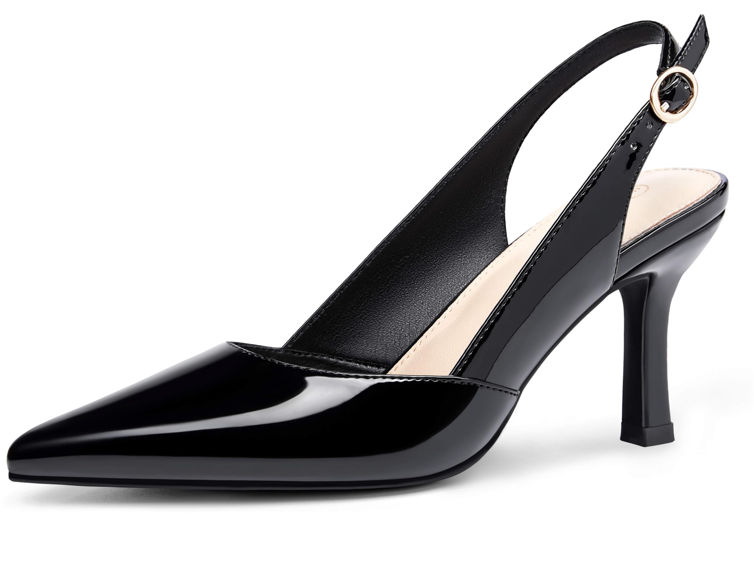 Photo 1 of Rilista Women's Slingback Kitten Heels Closed Pointed Toe Wedding Party Dress Pumps Shoes, Cool Black, Size 7.5