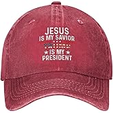 Quasarino Jesus is My Savior Trump is My President Hat for Women Baseball Hat Cute Hat Red