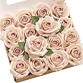 Ling's moment Dusty Rose Artificial Flowers 16pcs Faux Silk Roses with Stems Real Look, 3.5" Fake Vendela Roses Bulk for DIY Wedding Bouquets Centerpieces Party Baby Shower Home Decoration