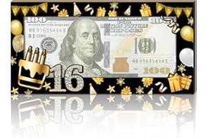 HATZELOU 1PCS Birthday Money Holder, 16th Wooden Cash Card Box Envelope, Black Gold Decor Party Supplies for Boys