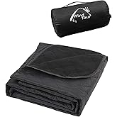 Wind Tour Warm Polar Fleece Blanket Picnic Outdoor & Beach, Machine Washable Camping Quilt for Cold Weather, Adventure, Sleeping, Backpacking (Black)
