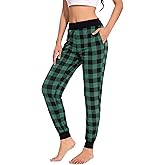GYS Women's Bamboo Viscose Pajama Pants, High Waist Christmas Plaid Sleepwear Joggers with Pockets