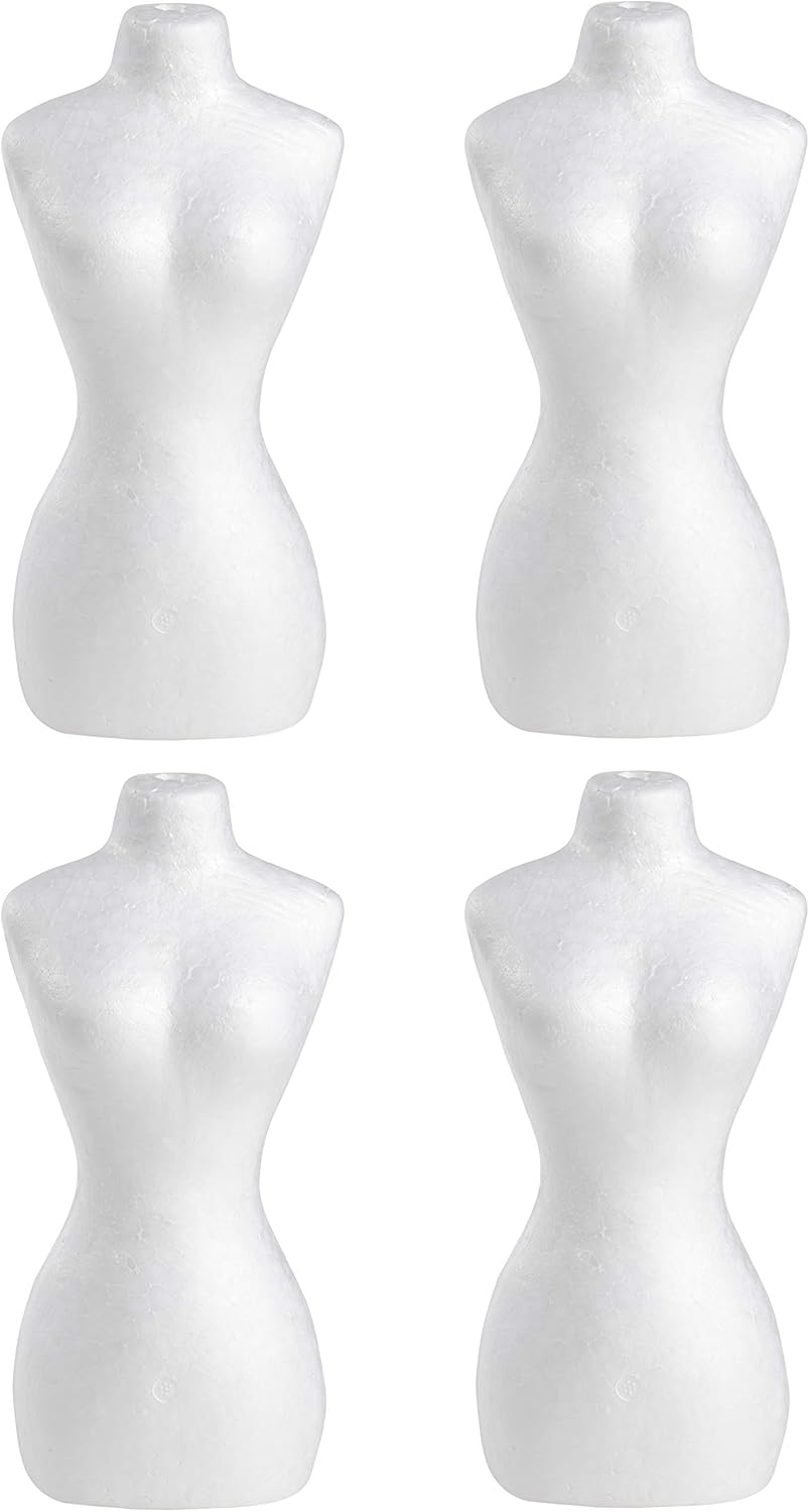 Craft Foam Body Model 4Pack Mini Mannequin, Blank Polystyrene Foam
