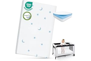 PanKers Pack and Play Mattress Pad 38"x26",Breathable Pack N Play Mattress for Baby Toddlers, Portable Crib Mattress with Washable Cover and Premium Memory Foam