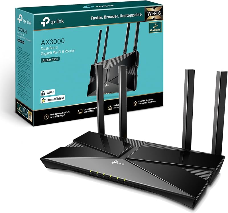 TP-Link Archer AX53 AX3000 Dual-Band WiFi 6 Router with EasyMesh, VPN Server