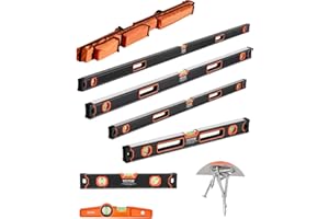 VEVOR 6-Piece Torpedo Level, 78/48/32/24/16/10 Inch All Magnetic Levels Set, Bubble Vials Ruler for 45/90/180 Degree, Aluminu