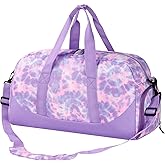 Choco Mocha Duffle Bag Kids Girls - Tie Dye Overnight Bags for Kid with Shoes Compartment, Cute Weekender Bag for Sleepover Travel, Purple
