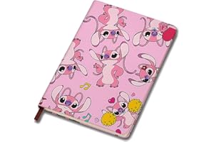 DTUWRCP Stitch Gift Funny Cartoon Movie Fans Gift Stitch Notebook Journal A5 Leather Writing Notebook Stitch Journal Diary (Angel pin)