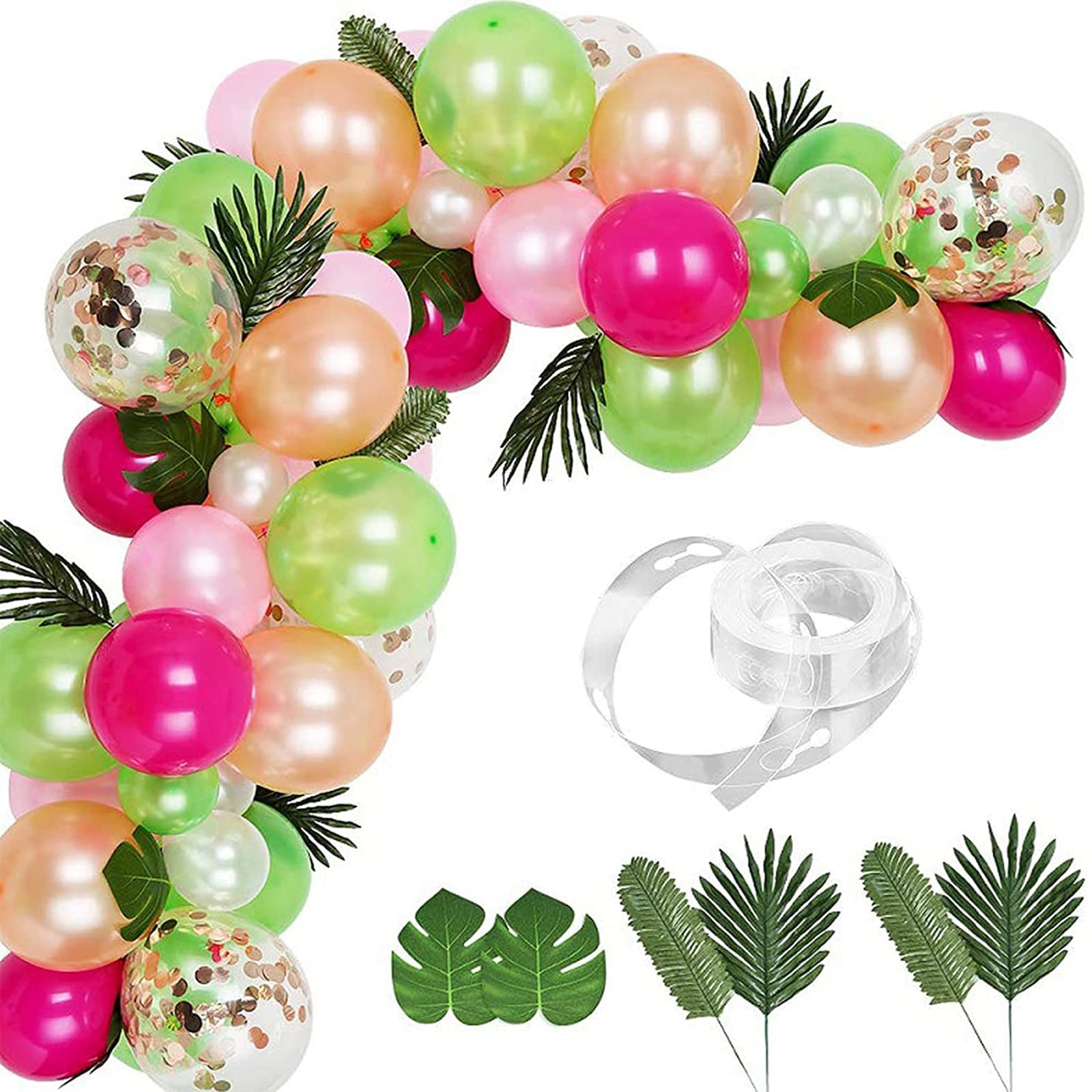 83 PCS Tropical Balloon Garland Decoration, Party Decoration Set, Palm Leaves Balloon Stripes, for Tropical Theme, Beach Party