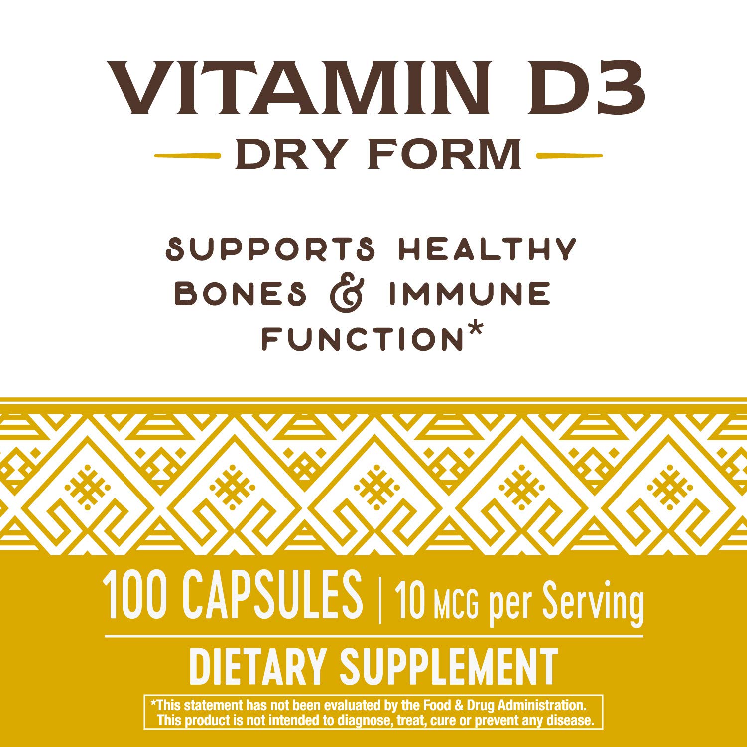 Nature's Way Vitamin D3, Dry Form, 10 mcg per serving, 100 ...