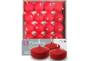 HYOOLA Premium Red Floating Candles 1.75 Inch - 3 Hour - 20 Pack - European Made