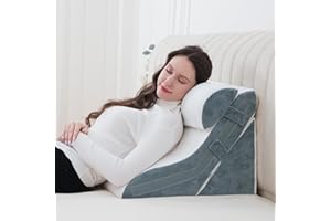 Flyxunfri Wedge Pillow Headboard Orthopedic Bed Wedge Pillows Set 9&12&16&20 Inches Adjustable Memory Foam for Acid Reflux Relief Ergonomic Incline Reading Pillow for Back Pain