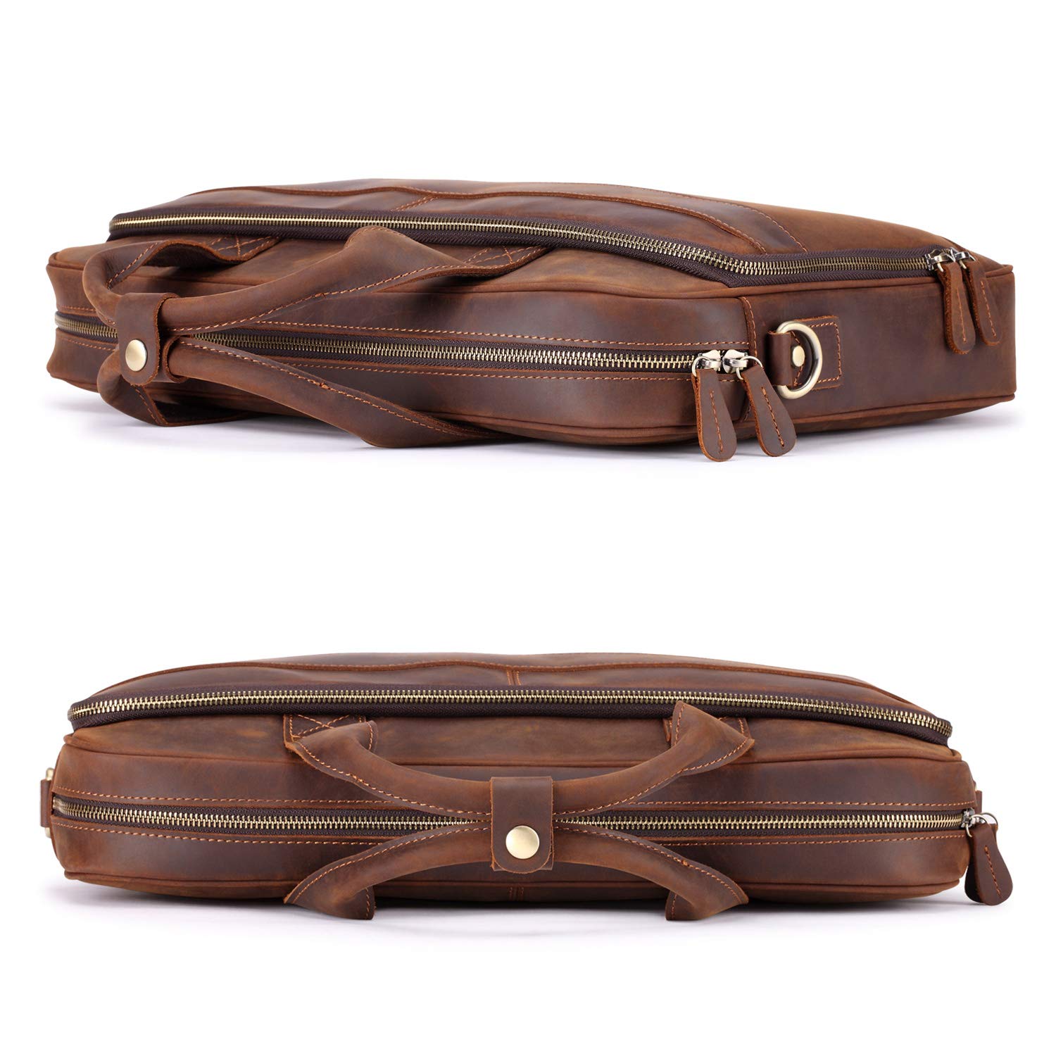 Jack&Chris Men's Genuine Leather Briefcase Messenger Bag Attache Case