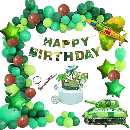 Aperil Decoration Fete D Anniversaire Anniversaire Ballons Sur Le Theme Militaire Banniere Happy Birthday Cadeau Pendentif Kar98k Gateaux Pour Decoration D Anniversaire De Bebe Garcon Anniversaire Amazon Fr Cuisine Maison