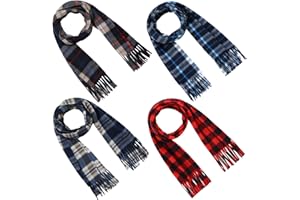 Bencailor 4 Pcs Kids Winter Scarf Kids Buffalo Plaid Scarves Christmas Warm Shawls Scarves Parent Child Scarf for Boys Girls